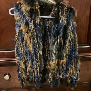 Mixed colored Rabbit fur vest